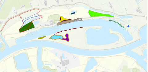 Overzicht op kaart van werkzaamheden Lunenburgerwaard (Wijk bij Duurstede)